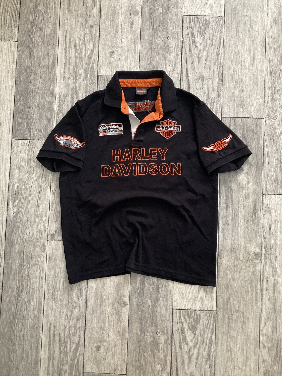 Harley Davidson × Vintage Vintage 90’s harley davidson polo tshirt M y2k racing drip Size US M / EU 48-50 / 2 - 2 Thumbnail