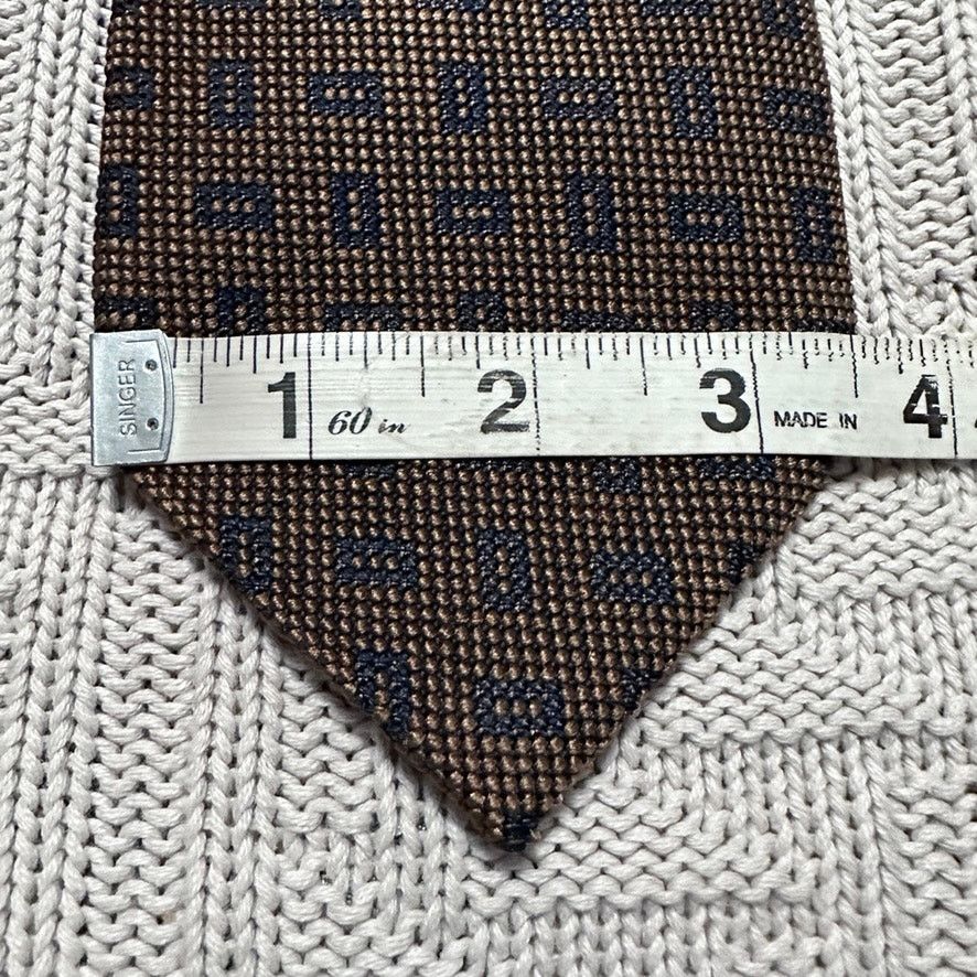 Ermenegildo Zegna Ermenegildo Zegna bronze geometric print textured silk tie Size ONE SIZE - 6 Thumbnail