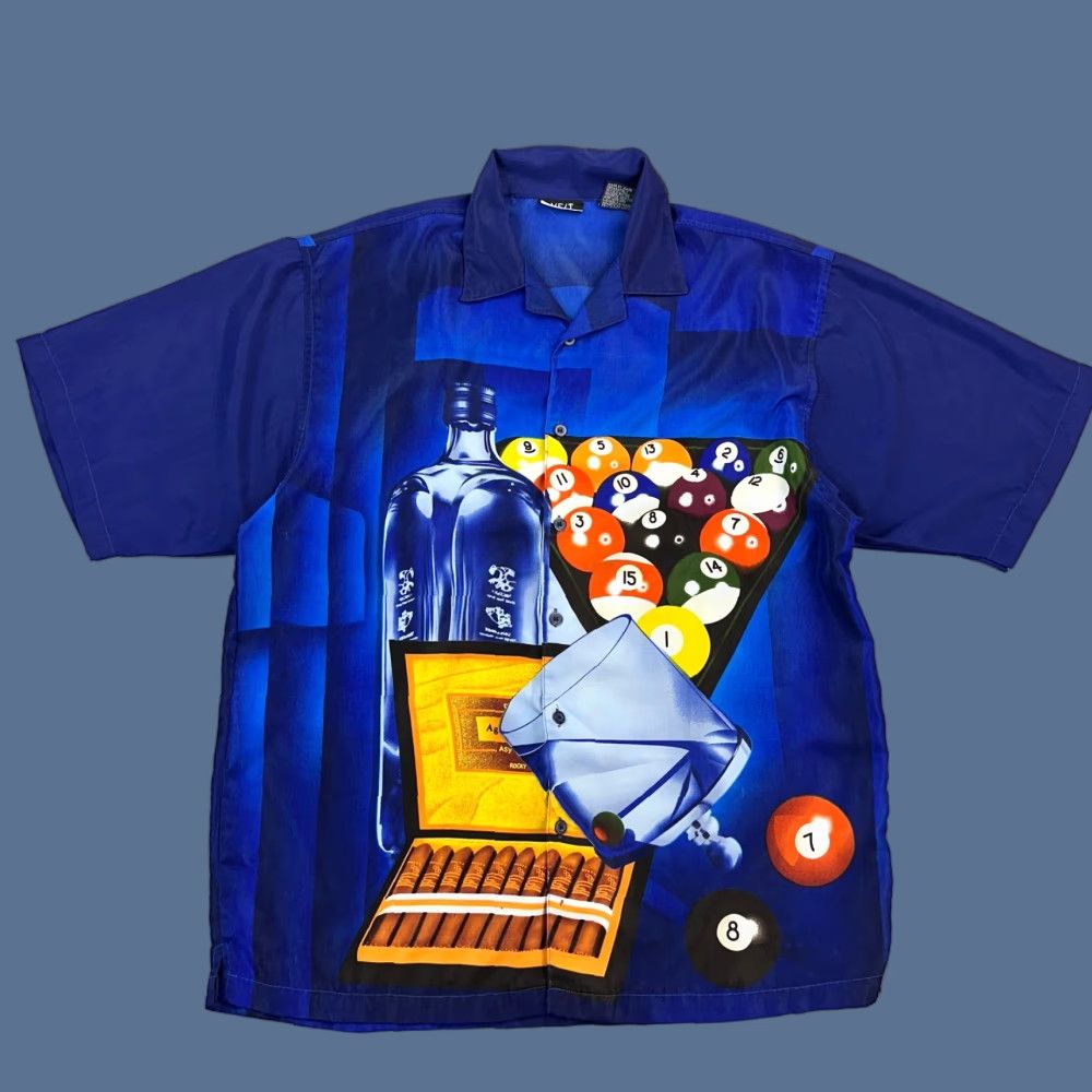 Vintage Vintage J/E/T STRTWR Shirt Mens Large Blue Pool Billiards Cigar Button Up Y2K Size US L / EU 52-54 / 3 - 1 Thumbnail