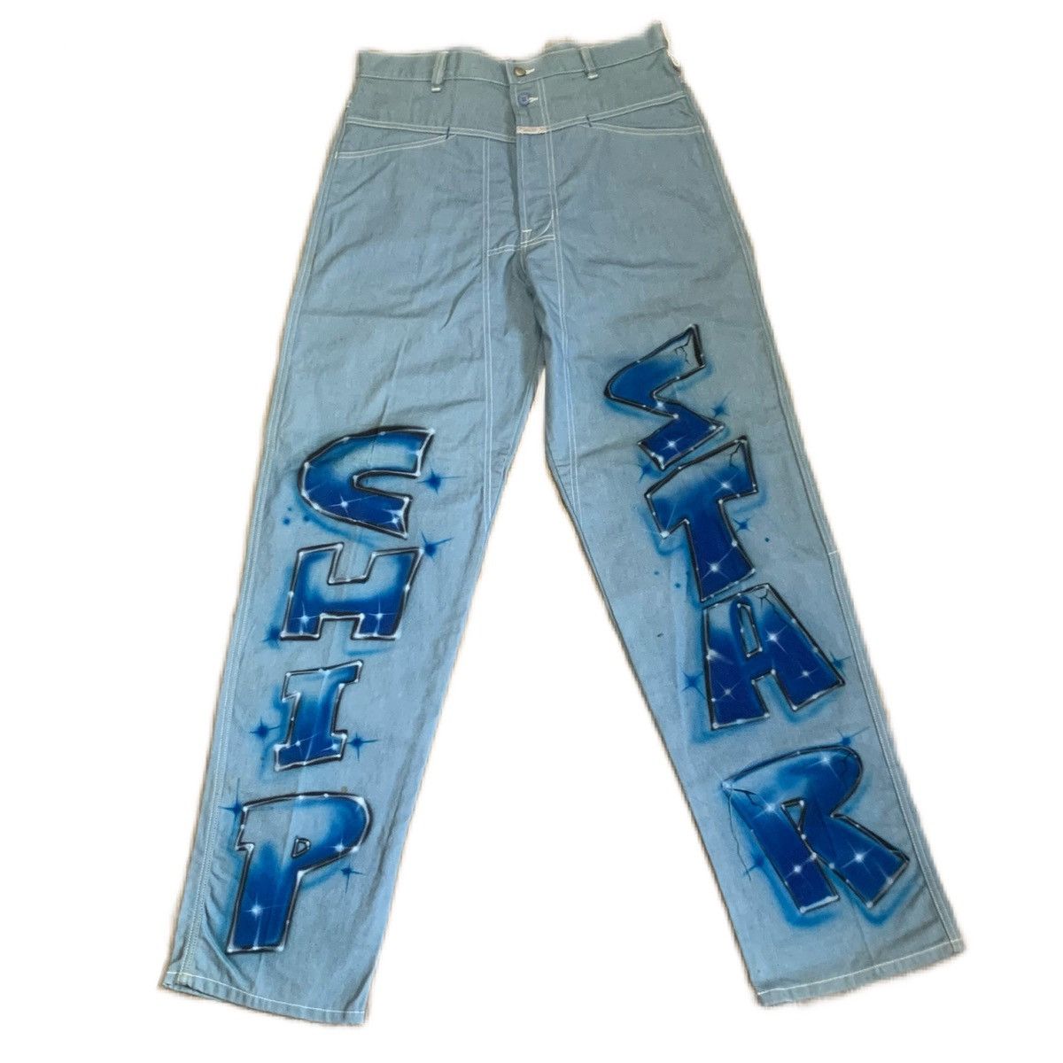 Marithe + Francois Girbaud “Chip Star” Girbaud Airbrush Jeans Size US 34 / EU 50 - 1 Thumbnail