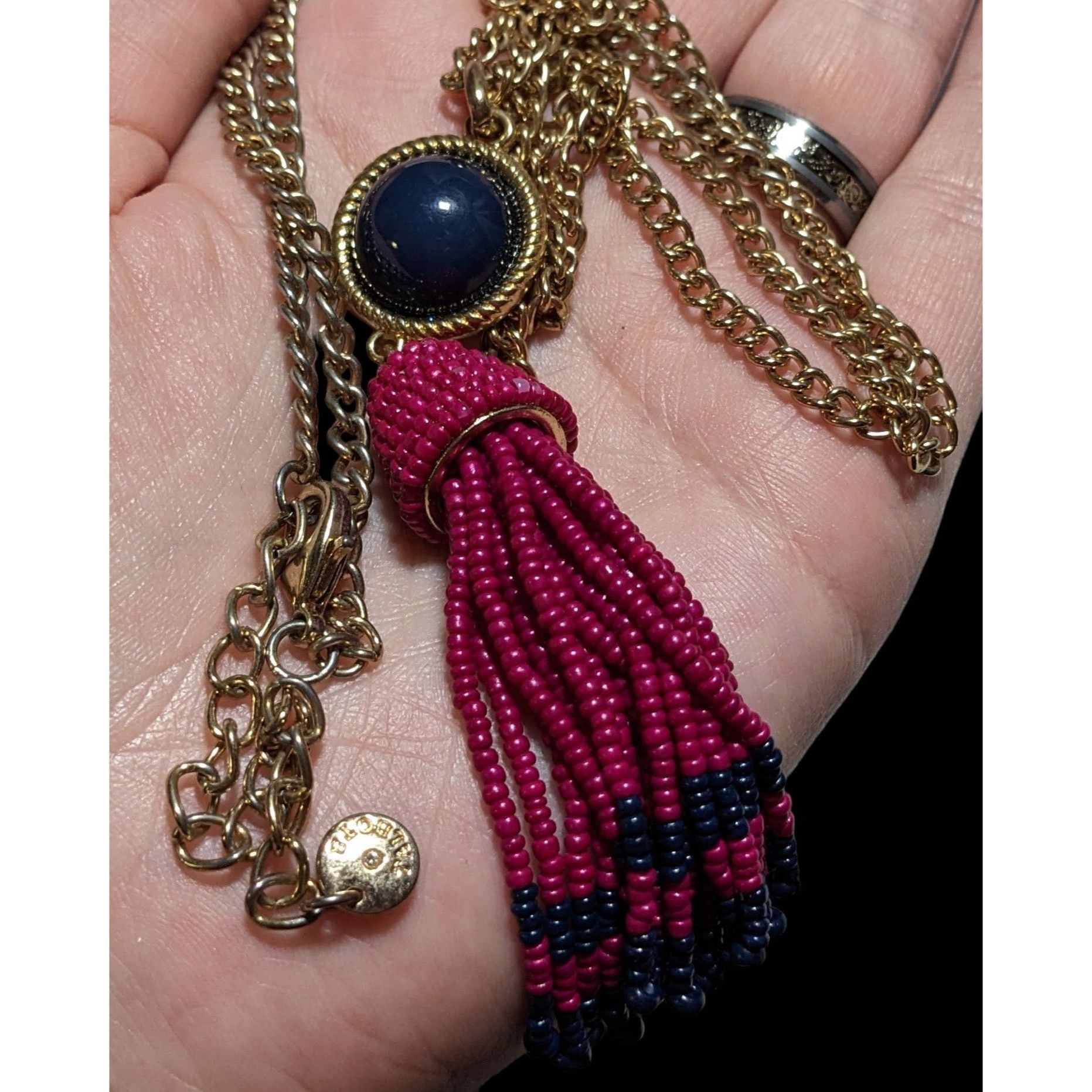 Talbots Talbots Pink And Blue Beaded Tassel Necklace Size ONE SIZE - 5 Thumbnail