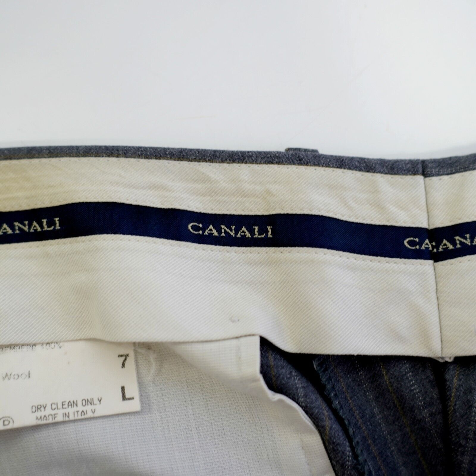 Canali DAMAGED Canali Wool Gray White Brown Striped 35/32 Dress Pan Size 34R - 7 Thumbnail