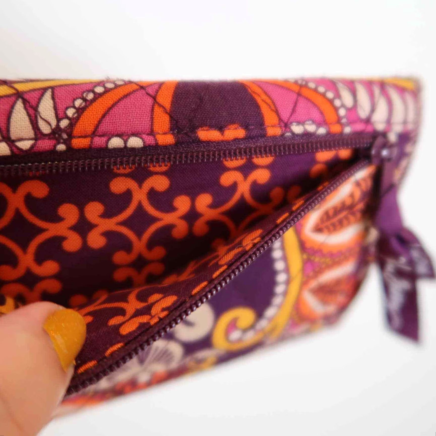 Vera Bradley Vera Bradley Wallet Purple Orange Floral Printed Flap Front Snap Card Holders Small 5.5 x 4 Women Purple Orange Floral Printed Fabric Wallet Size ONE SIZE - 3 Thumbnail