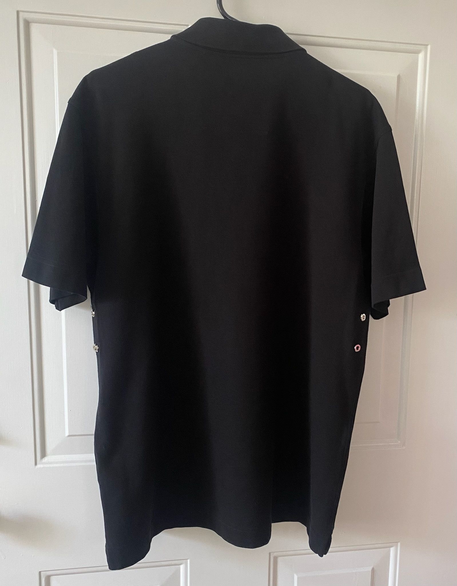 Givenchy Givenchy Black Cotton Zip Polo Shirt - Eyelet Details Sz L Size US L / EU 52-54 / 3 - 2 Thumbnail