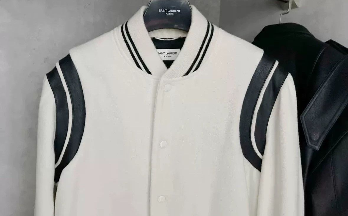 Saint Laurent Paris × Yves Saint Laurent Saint Laurent white Teddy baseball jacket2412-Nextarrow Size US M / EU 48-50 / 2 - 3 Thumbnail