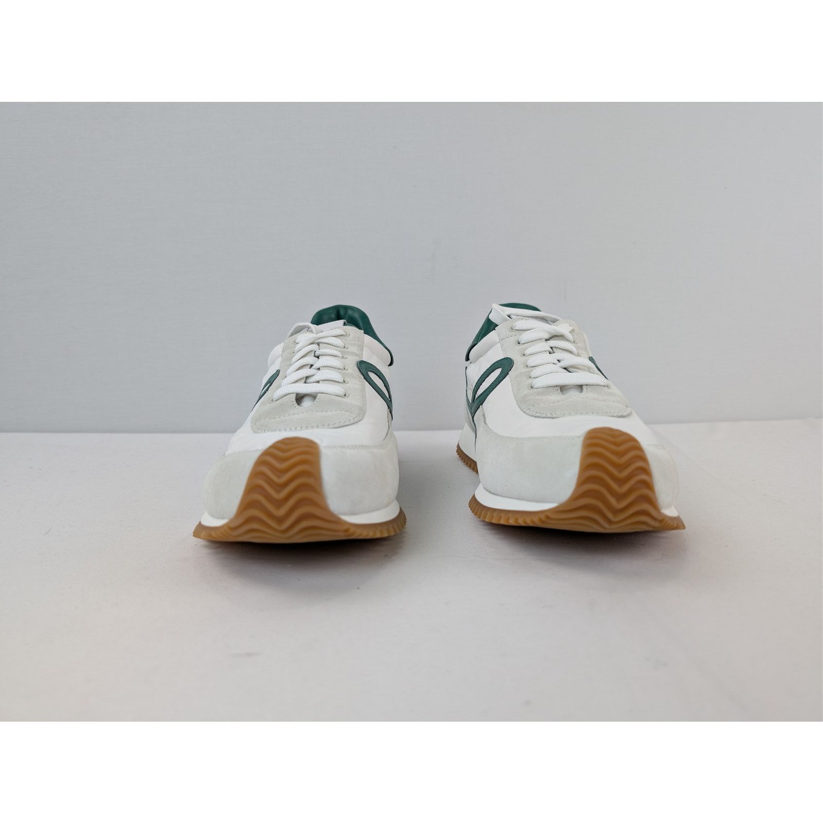 Loewe o1rshd1 Nylon Suede Flow Runner Sneakers in White/Dark Green Size US 13 / EU 46 - 9 Thumbnail