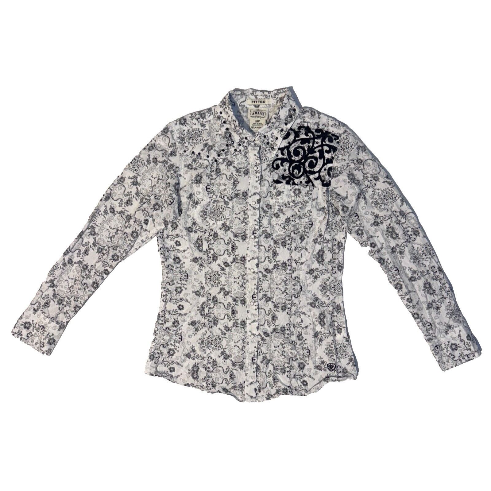 Ariat Ariat Western Embroidered Long Sleeve Pearl Snap White/Black Size US S / EU 44-46 / 1 - 1 Thumbnail