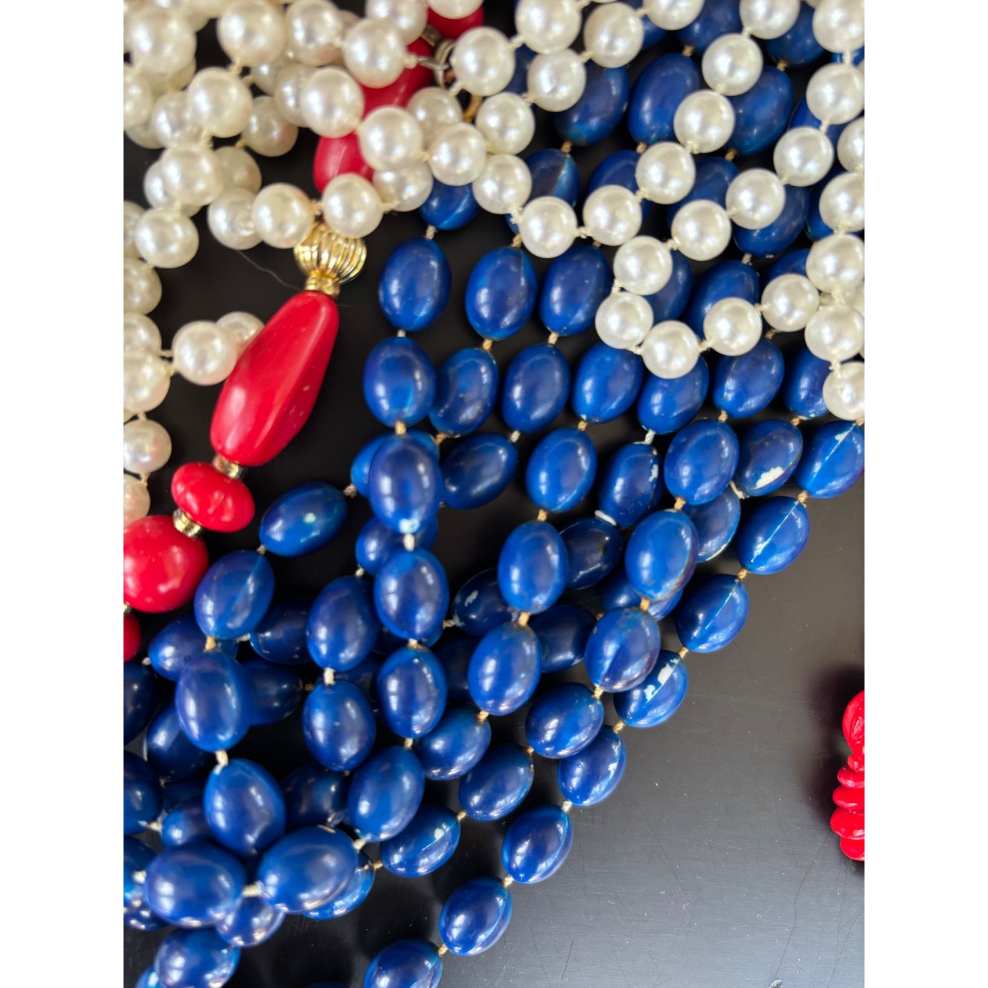 Other Vintage Multi-Strand Beaded Necklaces Set - Red White & Blue Size ONE SIZE - 8 Thumbnail