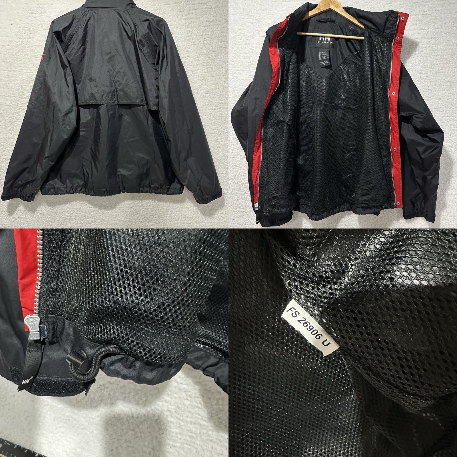 Helly Hansen Helly Hansen Windbreaker Jacket L Hooded Full Zip Black Red Detailing Collar L Size US L / EU 52-54 / 3 - 8 Thumbnail