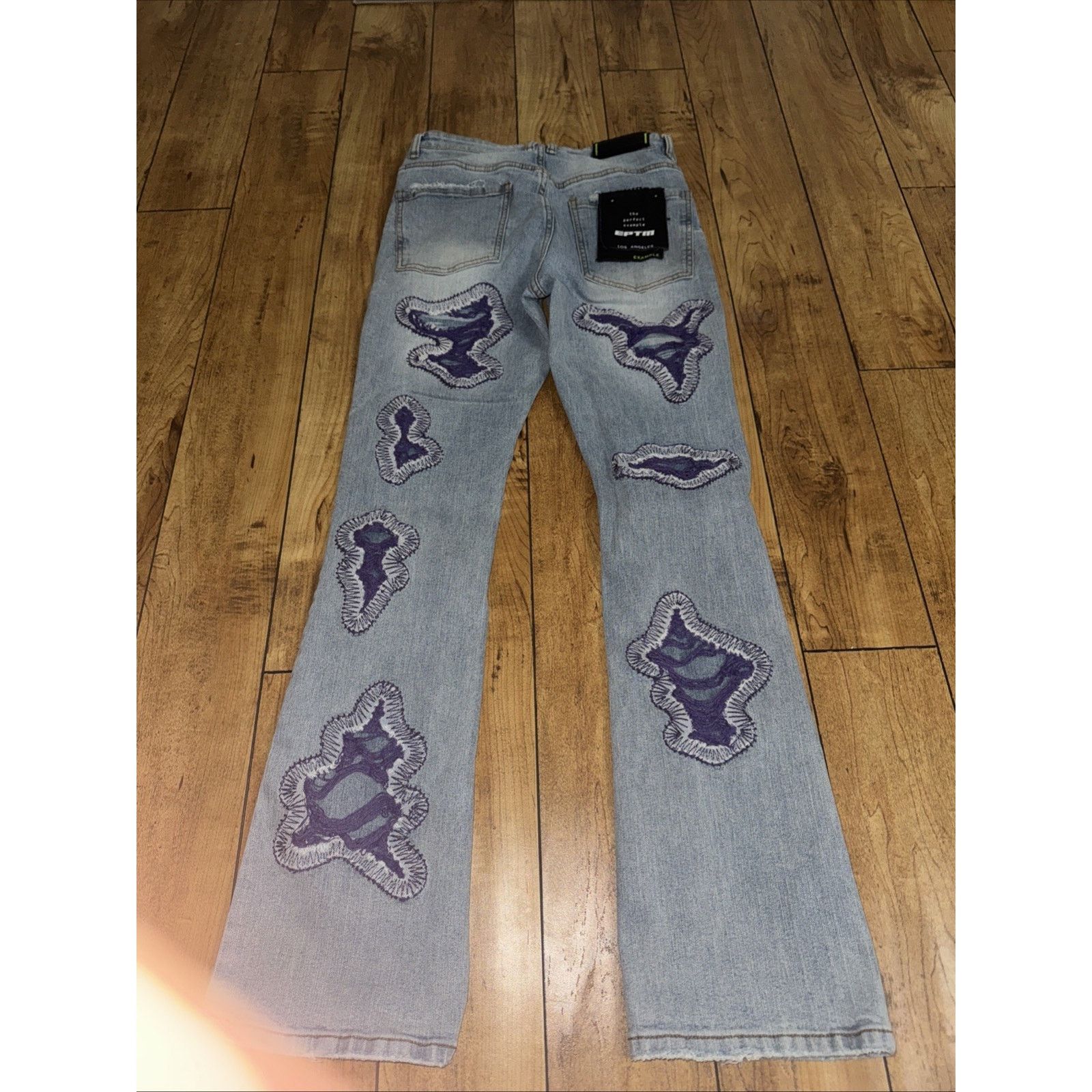 EPTM. EPTM Flared Denim Streetwear Embroidered Y2K Distressed Blue Size US 30 / EU 46 - 6 Thumbnail