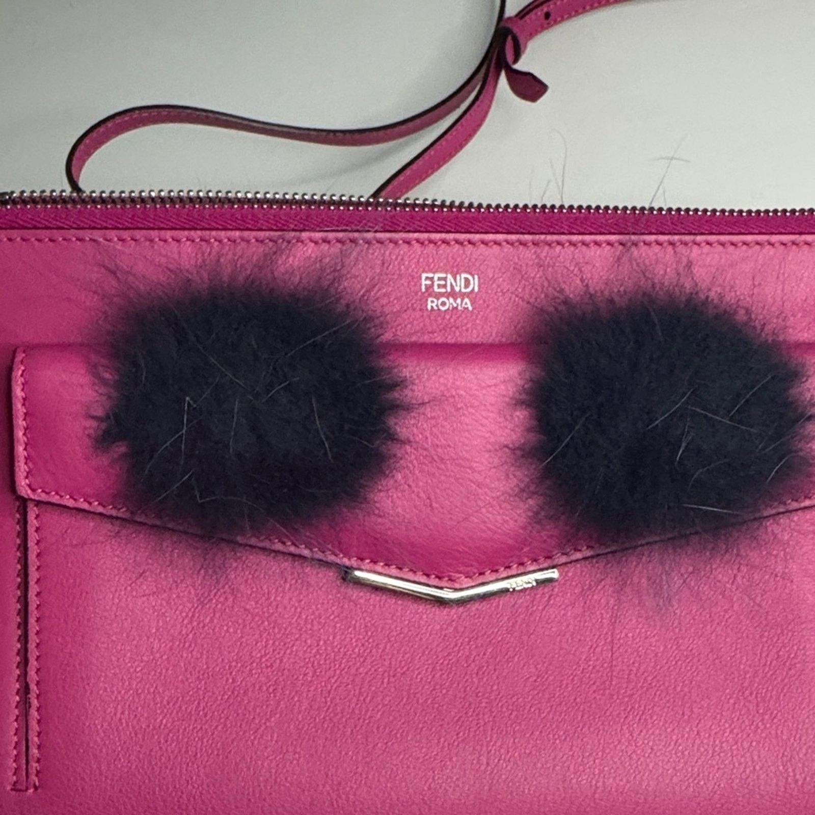 Fendi Fendi Monster Crossbody Bag – Hot Pink Leather Black Fur Size ONE SIZE - 4 Thumbnail