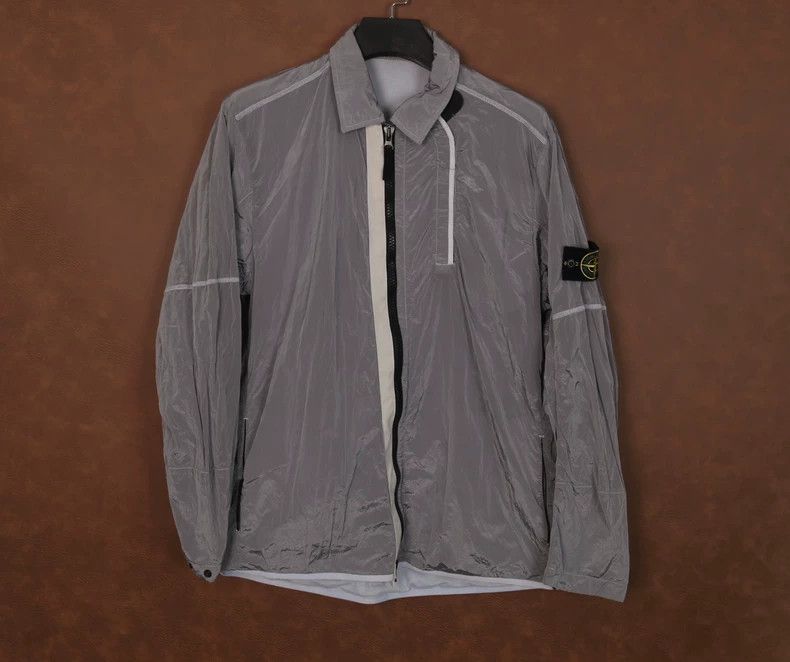 Stone Island Stone Island Silver Nylon Zip Jacket-yf Size US XL / EU 56 / 4 - 1 Thumbnail