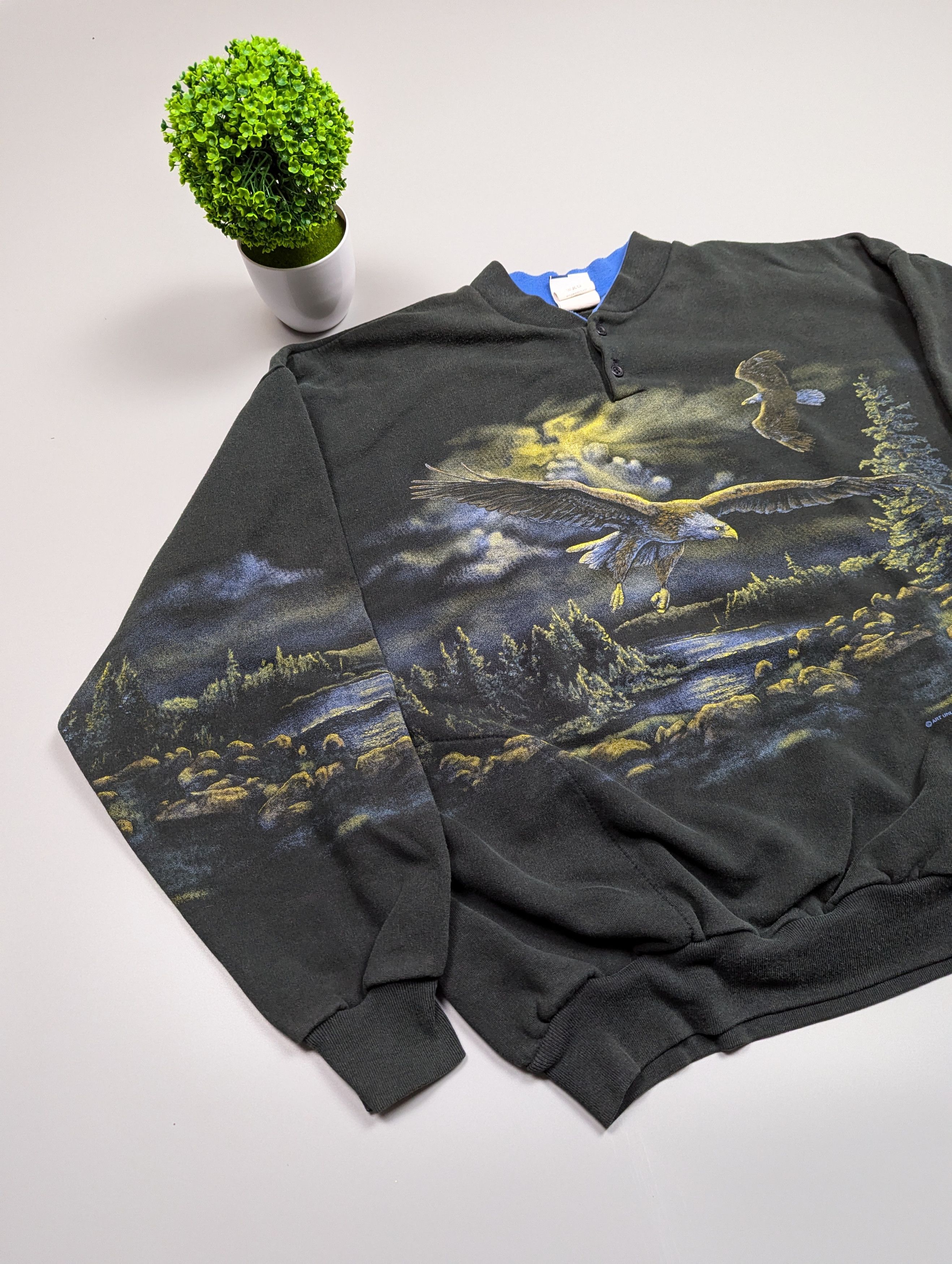 Vintage ART UNLIMITED VTG Sweatshirt/Sweater Nature & Eagles Print Size US XXL / EU 58 / 5 - 3 Thumbnail