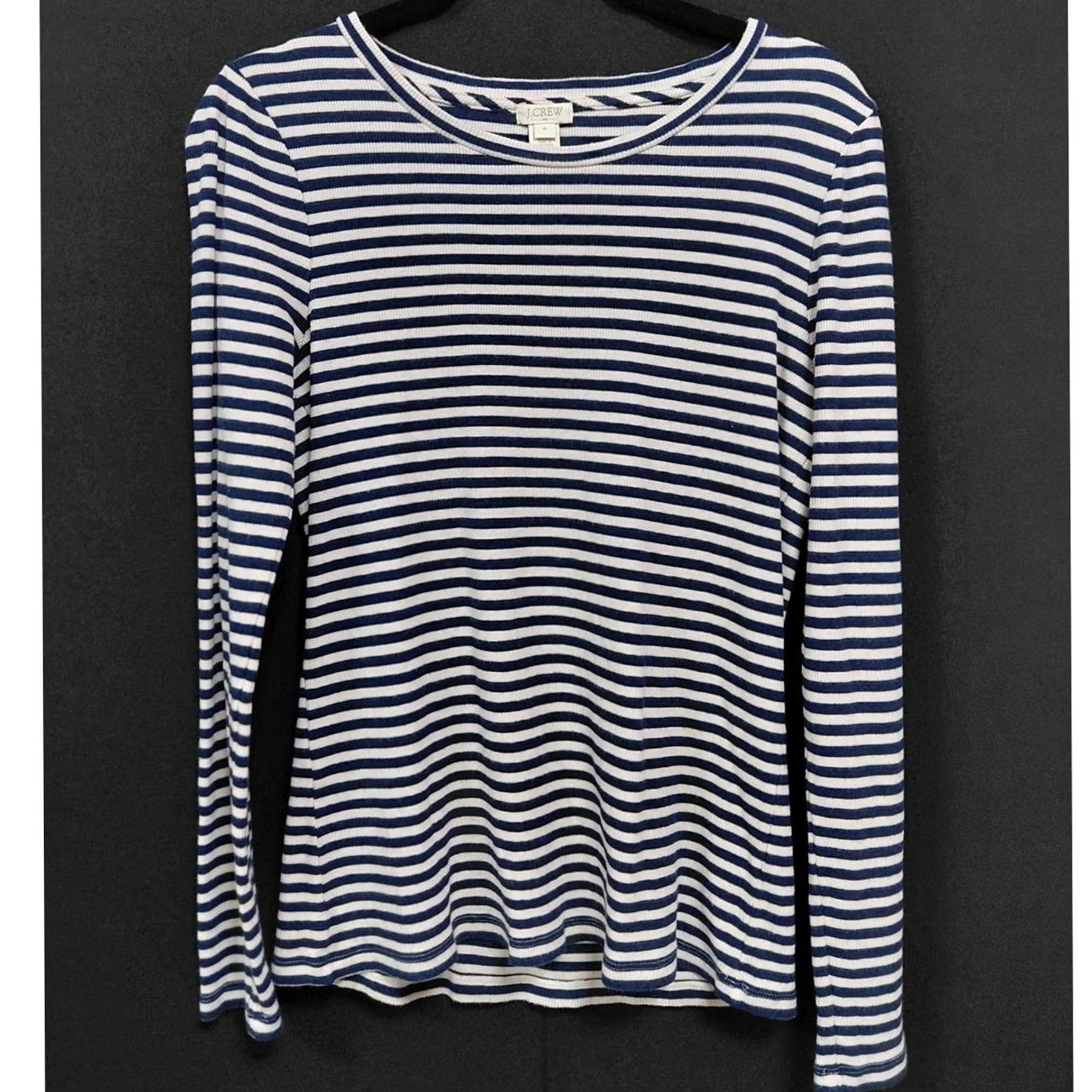 J.Crew J.CREW Striped Knit Long Sleeve Crew Neck Top Navy White Women M Size M / US 6-8 / IT 42-44 - 2 Thumbnail