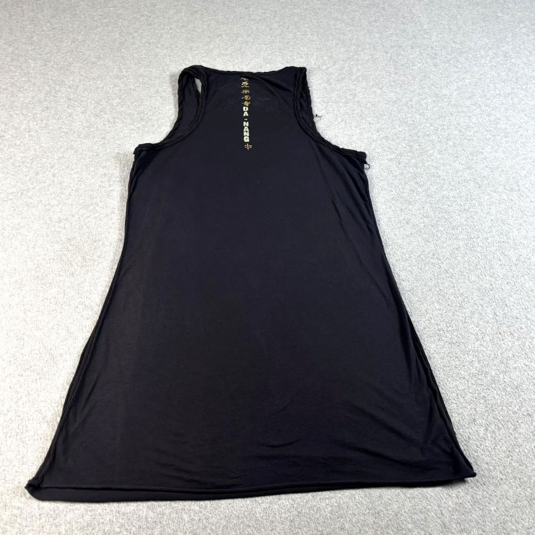 Vintage Da-Nang Dress Women Large Black Jersey Gold Graphic Eagle Asian Script Y2K Tank Size L / US 10 / IT 46 - 2 Thumbnail