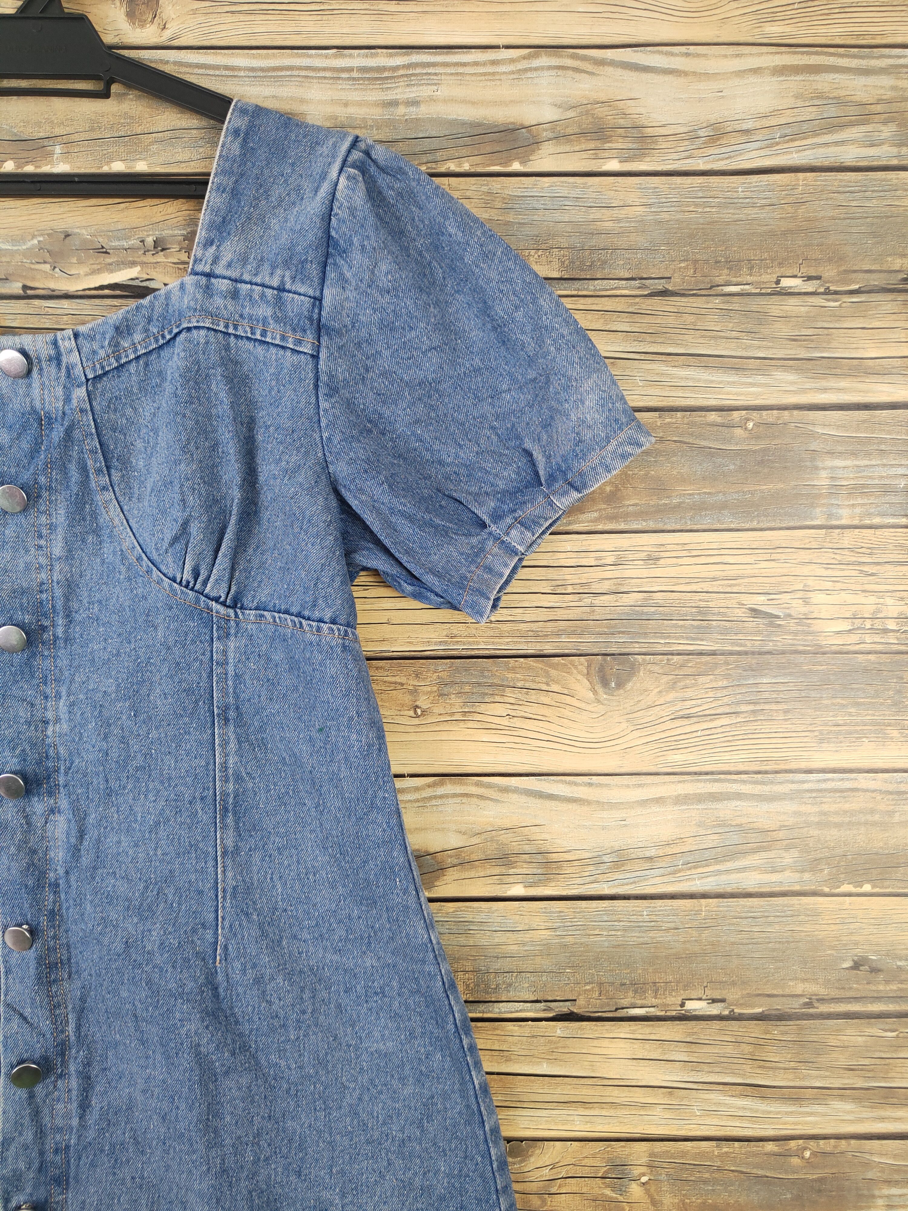 Japanese Brand × Vintage Vintage Japanese Brand Blue Button Up Denim Blouses Size M / US 6-8 / IT 42-44 - 4 Thumbnail