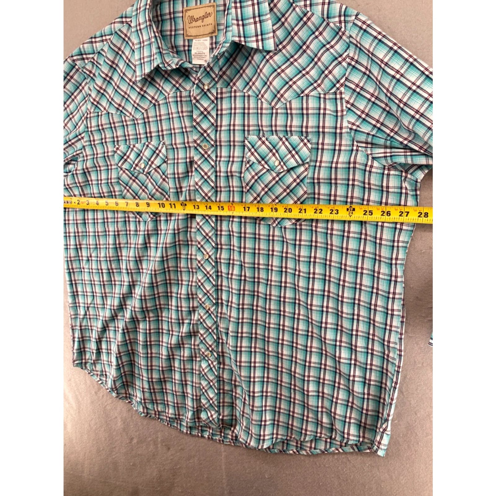 Wrangler Wrangler Western Shirt Mens 2XL Plaid Teal Button-Up Snap Pearl Cowboy Shirt Size US XXL / EU 58 / 5 - 2 Thumbnail
