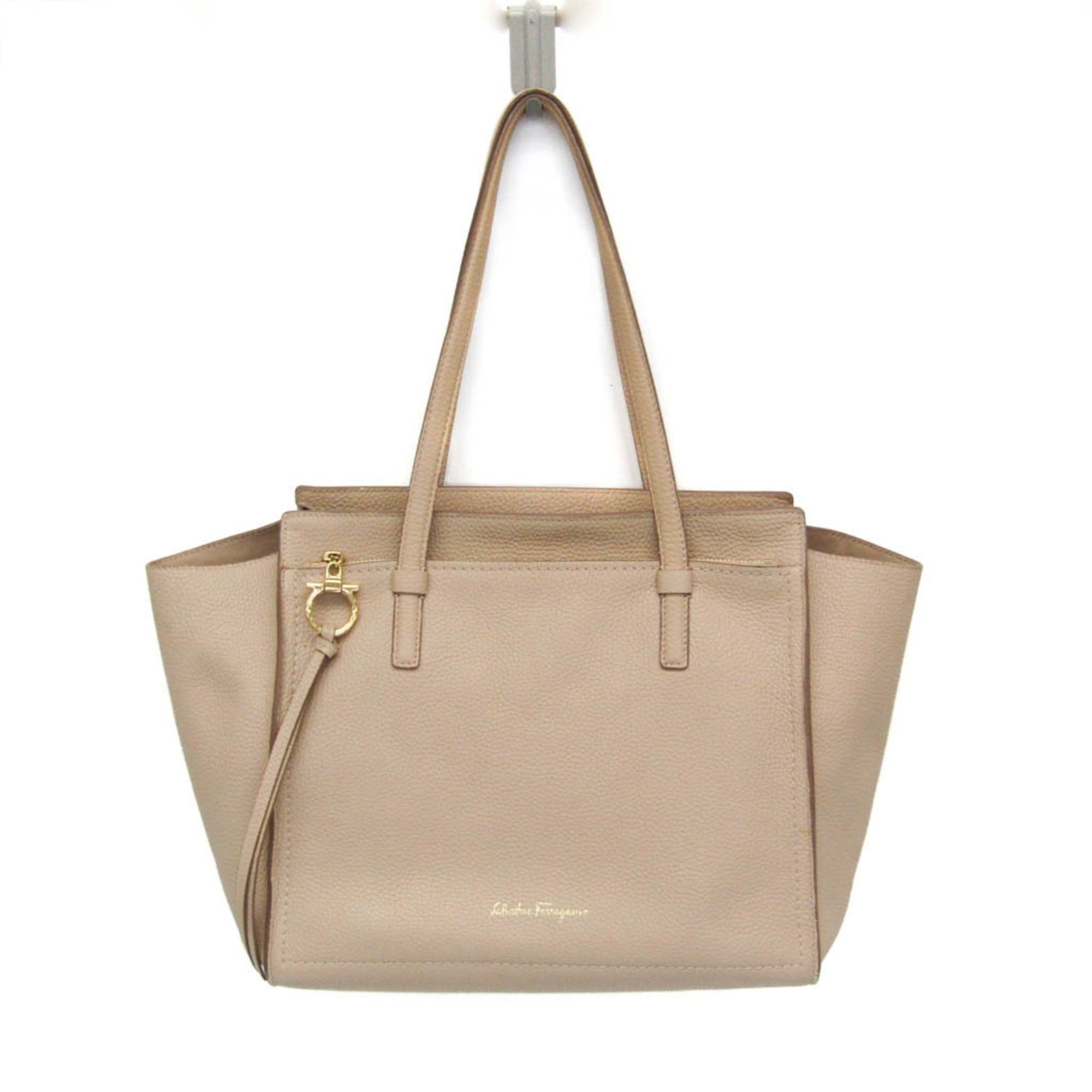 Salvatore Ferragamo Salvatore Ferragamo Gancini GG-21 F216 Women's Leather Tote Bag Light Beige Size ONE SIZE - 1 Thumbnail