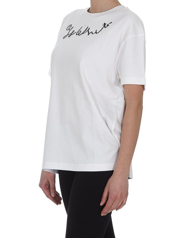 Off-White o1mle0425 Lefthand Logo Type Reg T-Shirt in White Size S / US 4 / IT 40 - 2 Thumbnail