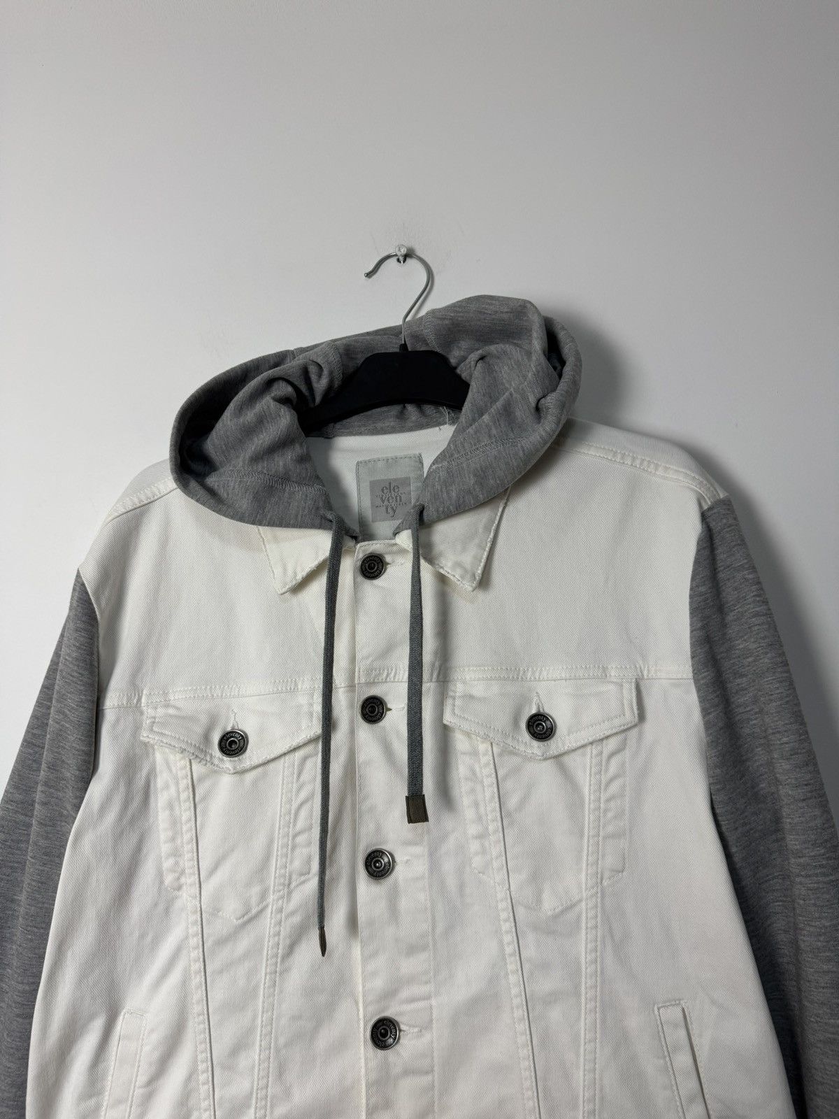 Eleventy Eleventy Denim Hoodie Jacket White/Gray Luxury Designer Size US M / EU 48-50 / 2 - 2 Thumbnail