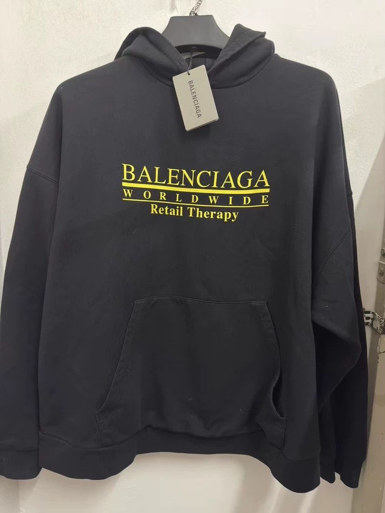 Balenciaga Underline slogan logo black hoodie