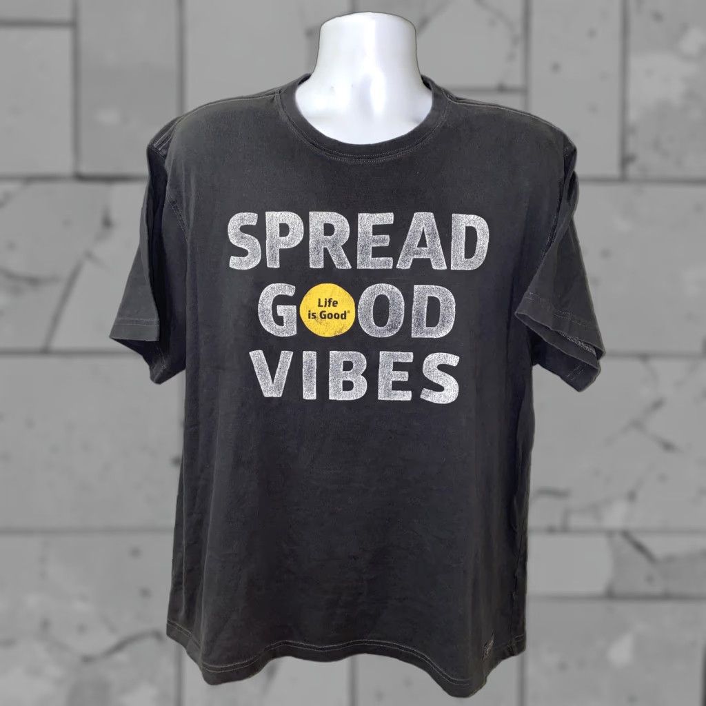 Life is Good Life is Good T-Shirt Gray Short Sleeve GOOD VIBES XL Mens Regular Size XL Size US XL / EU 56 / 4 - 1 Thumbnail