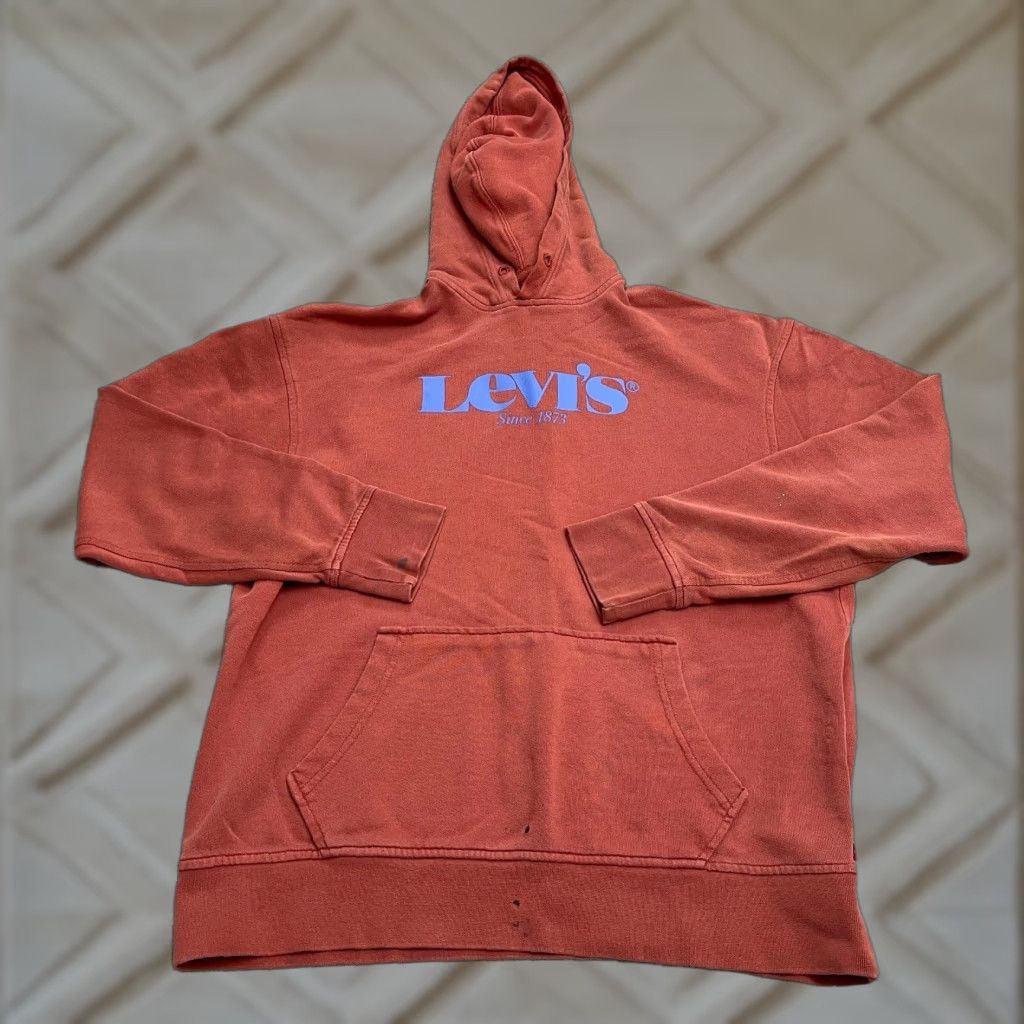 Levi's Levi's Hoodie Pullover Mens M Orange Graphic Print Hooded Relaxed Fit Casual Sweatshirt Size US M / EU 48-50 / 2 - 1 Thumbnail