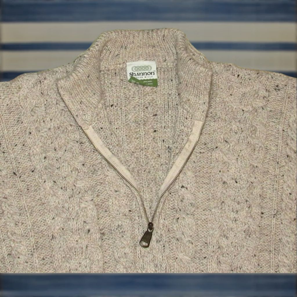 Vintage SHANNON Woolen Mills Oatmeal Cableknit Full Zip Ireland Sweater XL Mens Regular Size XL Oatmeal Size US XL / EU 56 / 4 - 1 Thumbnail