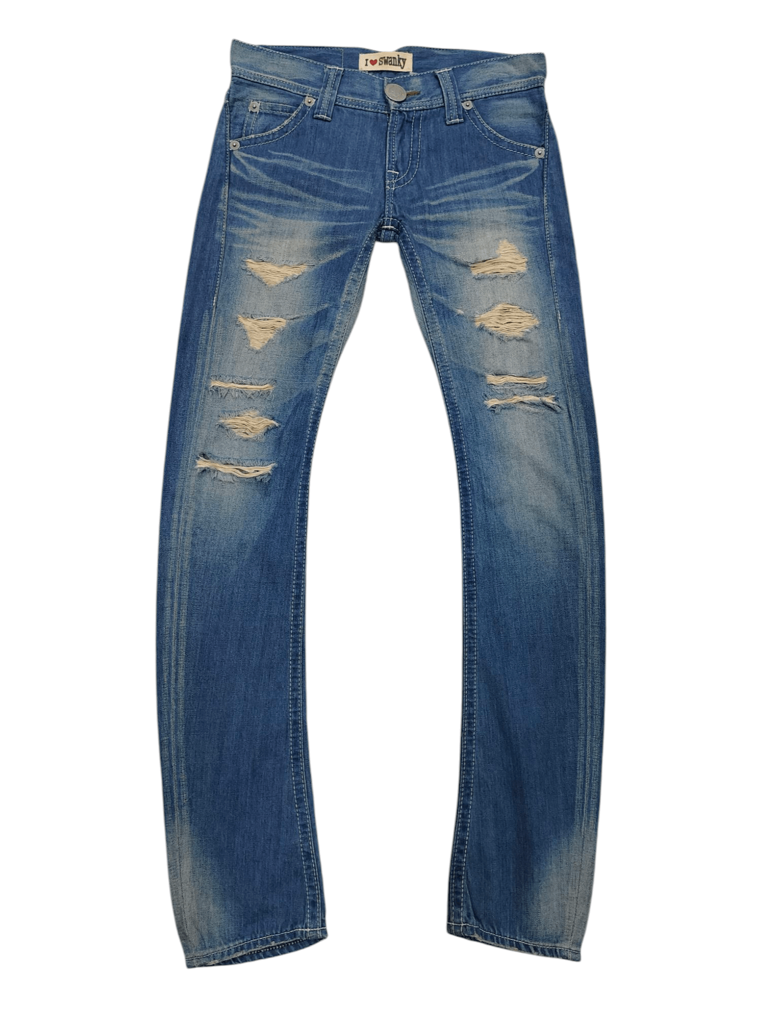 Japanese Brand SICK🇯🇵 Swanky 🇯🇵 Ripped Curve Jeans Size 30" / US 8 / IT 44 - 1 Thumbnail