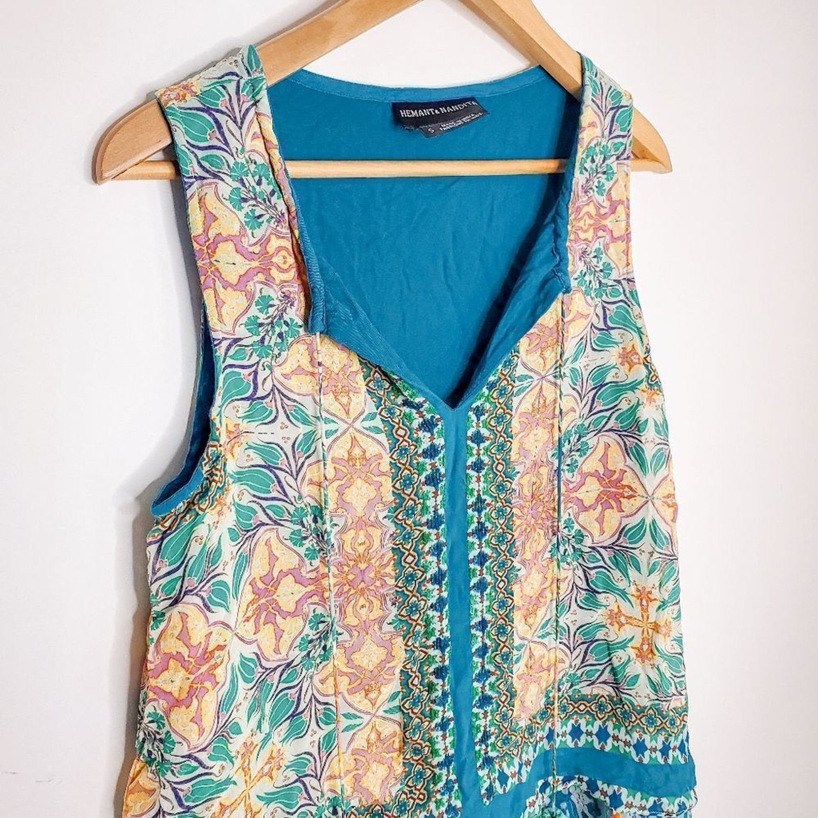 Hemant & Nandita Hemant & Nandita Blue Floral Moana Silk Shift Dress Size S Size S / US 4 / IT 40 - 3 Thumbnail