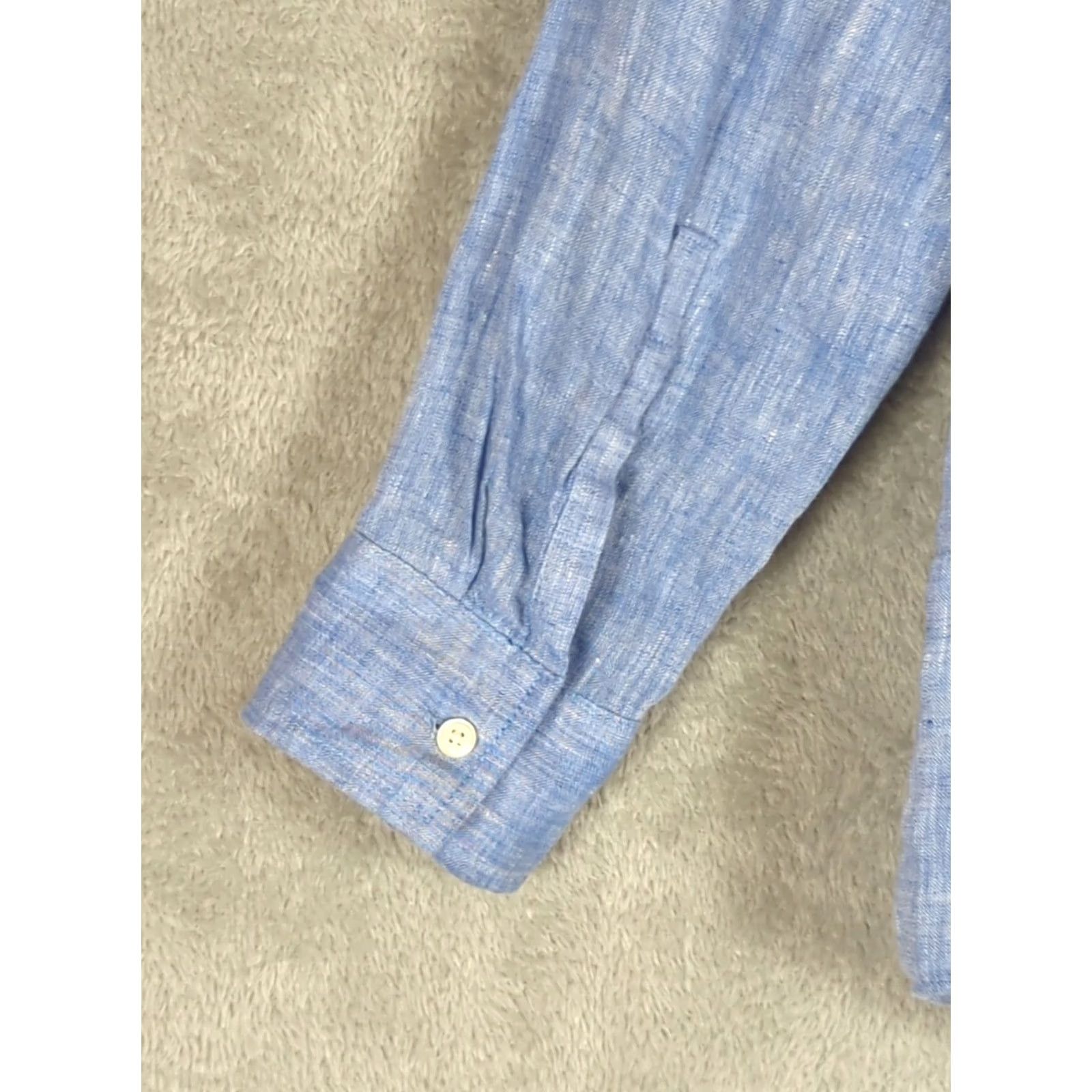 Gap Gap Women’s Blue Linen Button-Up Shirt M Casual Beach Nautical Dressy Everyday Shirt Size M / US 6-8 / IT 42-44 - 5 Thumbnail