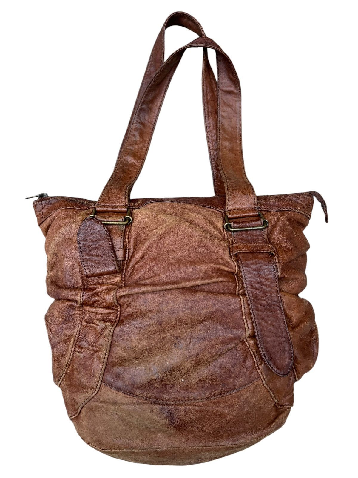 Leather Trashed Zucca Japan Distress Patina Leather Bag Tote Size ONE SIZE - 9 Thumbnail