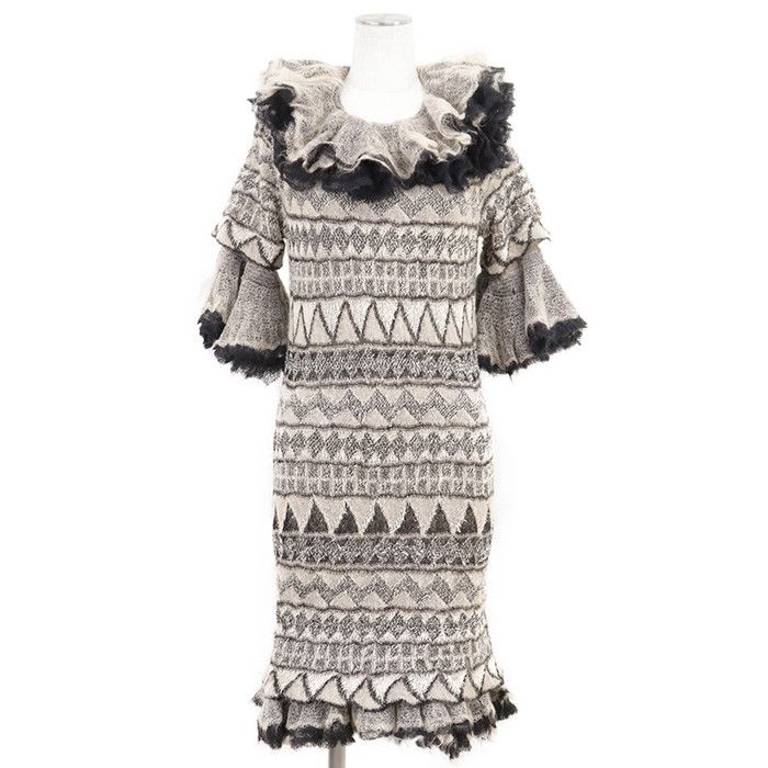 Chanel Chanel Chanel ruffle knit wool mohair dress Textile Dresses P36227 DUTY FREE for USA Size ONE SIZE - 1 Thumbnail