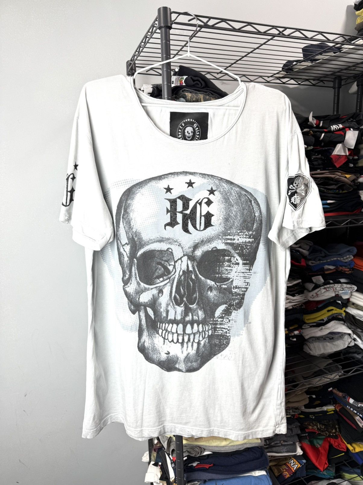 Rare Y2K Roberto Geissini Punk Rhinestones T Shirt