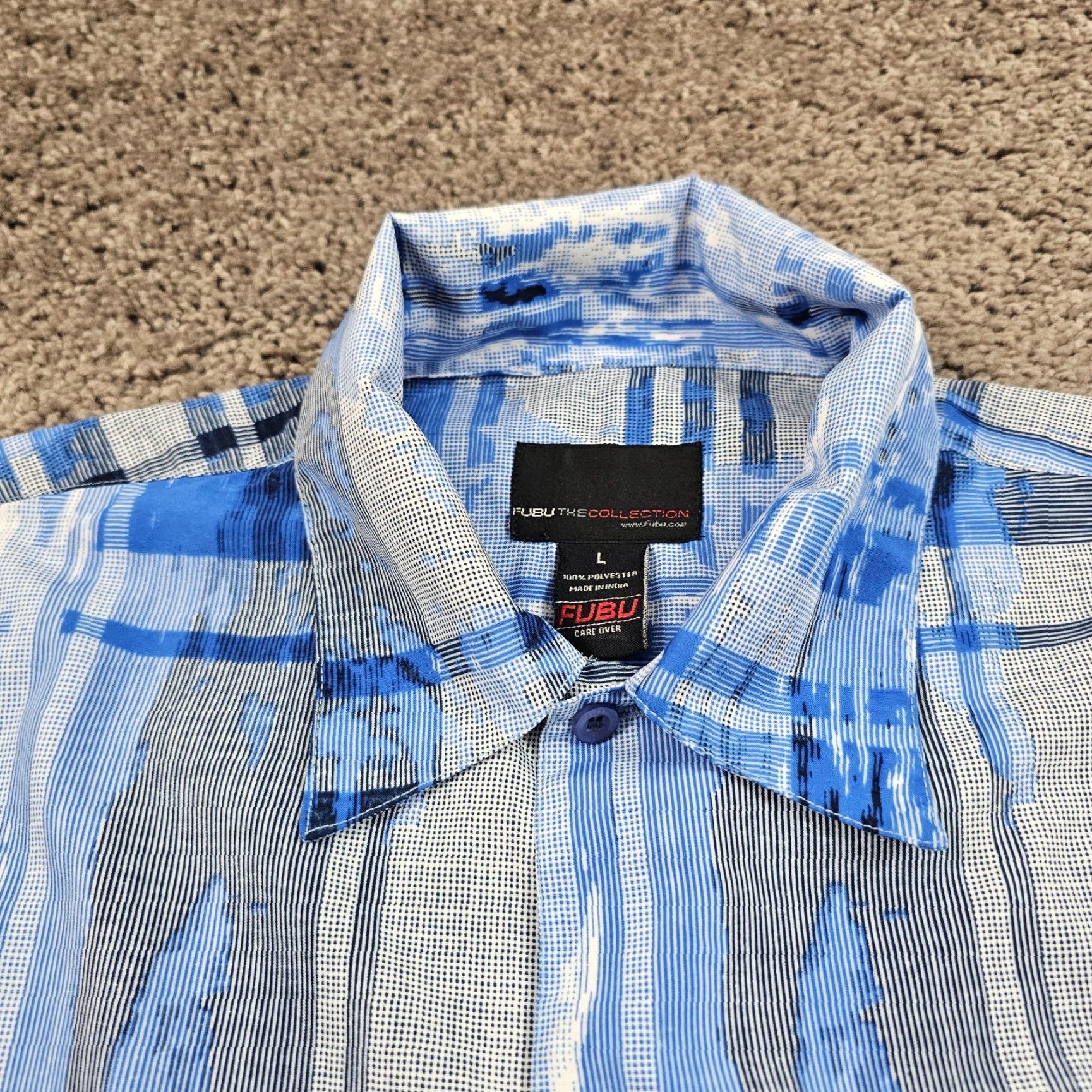 Fubu Fubu Shirt Mens Large L Blue Plaid Abstract Short Sleeve Breathable Casual Size US L / EU 52-54 / 3 - 4 Thumbnail