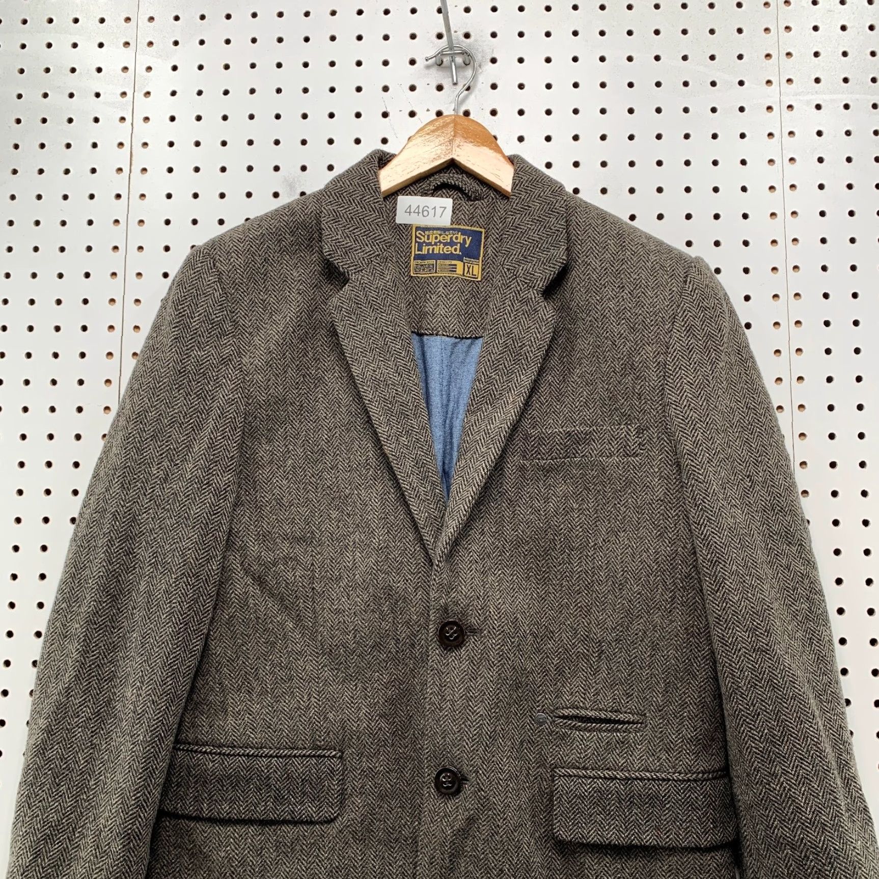 Superdry Superdry Blazer Men XL Wool Herringbone Tweed Jacket Sport Coat Limited 2 Piece Set Size 46R - 2 Thumbnail