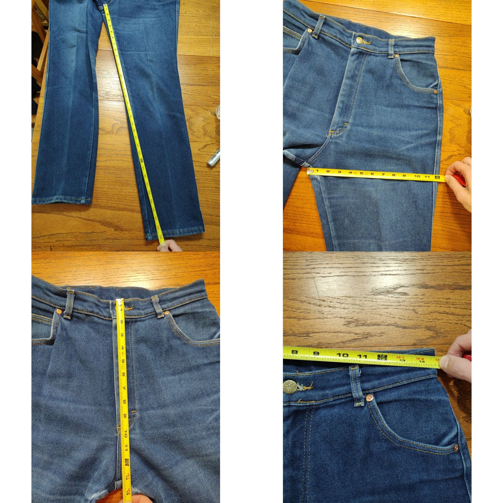 Lee VINTAGE Lee Jeans Womens 29x33 Blue Denim 5-Pocket Zipper Button Logo USA Made 80s Western Mom Size 29" - 8 Thumbnail