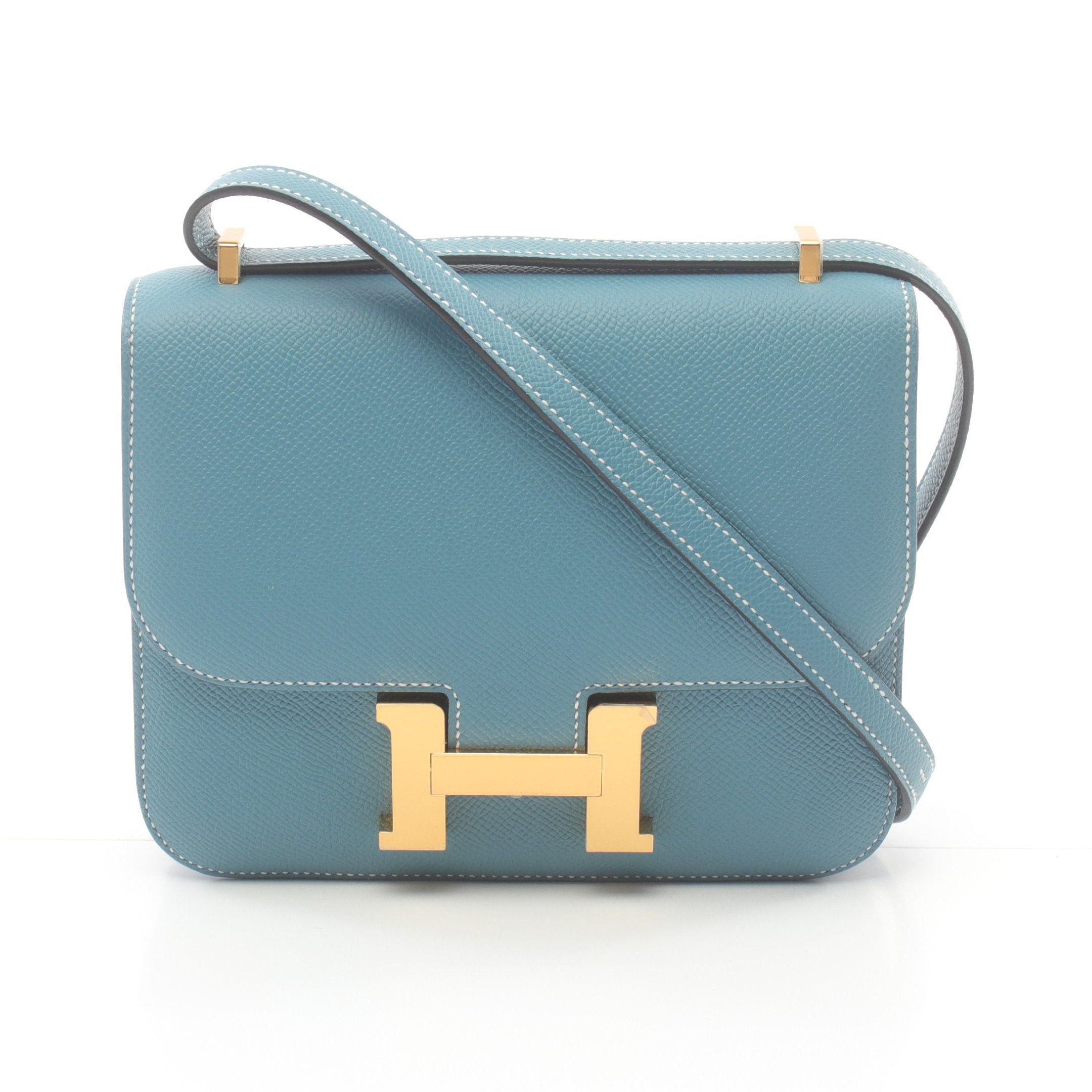 Hermes Hermes Constance 3 Mini New Blue Jean Shoulder Bag Veau Epsom Gold Hardware Double Engraved Size ONE SIZE - 1 Thumbnail