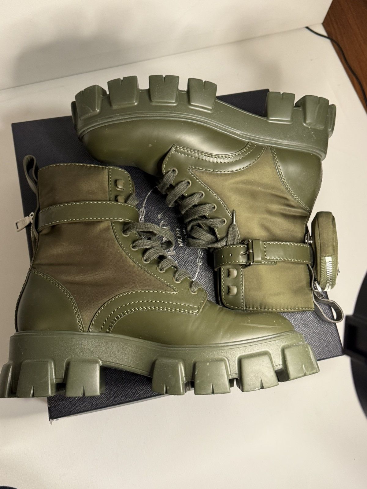Prada Prada Monolith Combat Boot Olive Green Men’s US 10.5 w/Pouch Size US 10.5 / EU 43-44 - 3 Thumbnail