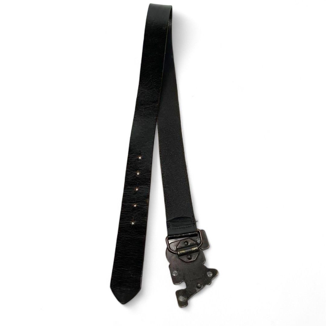 Armani Emporio Armani - Black Leather Belt Silver Buckle Pendant Size ONE SIZE - 4 Thumbnail