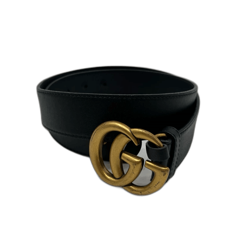 Gucci Black Belt with Gold Double G Buckle