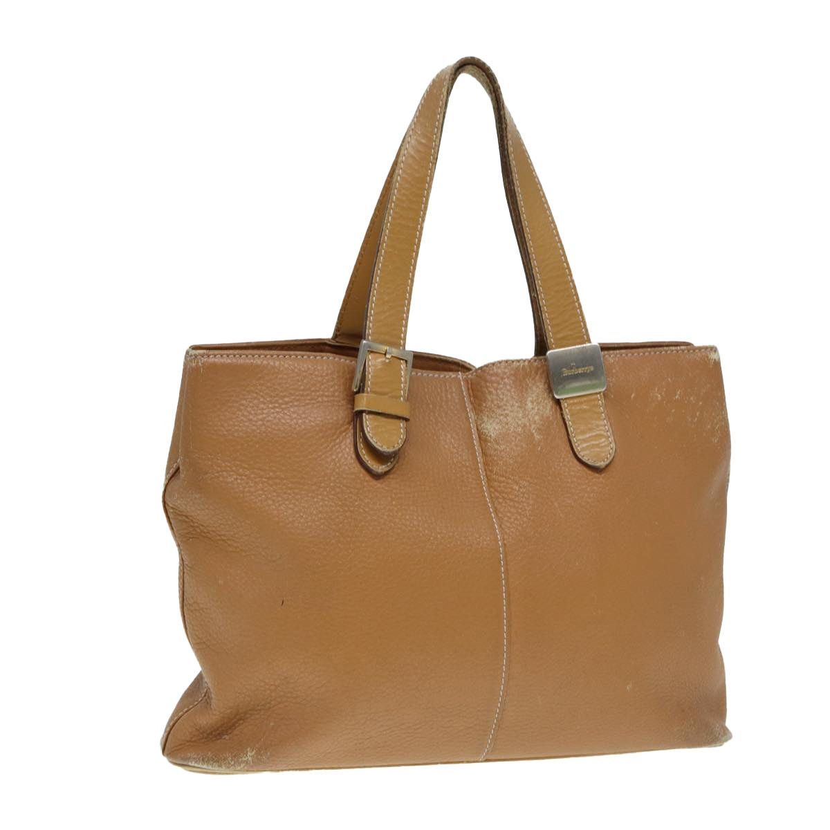 Burberry Hand Bag Leather Brown Silver