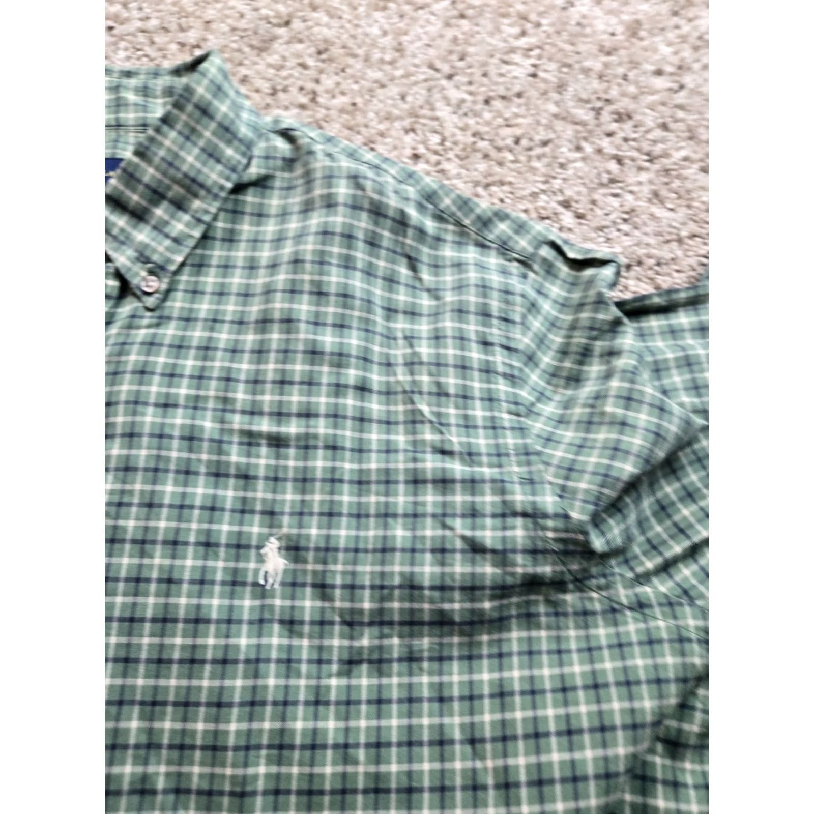 Polo Ralph Lauren Polo Ralph Lauren Shirt XL Green Check Button-Up Brushed Cotton Long Sleeve Slim Fit Mens Size US XL / EU 56 / 4 - 4 Thumbnail