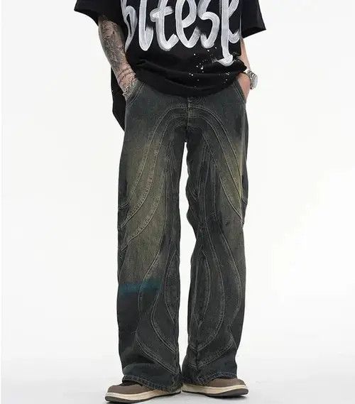 Jean Y2K Dirty Grunge Hip Hop Baggy Jeans Size US 34 / EU 50 - 3 Thumbnail