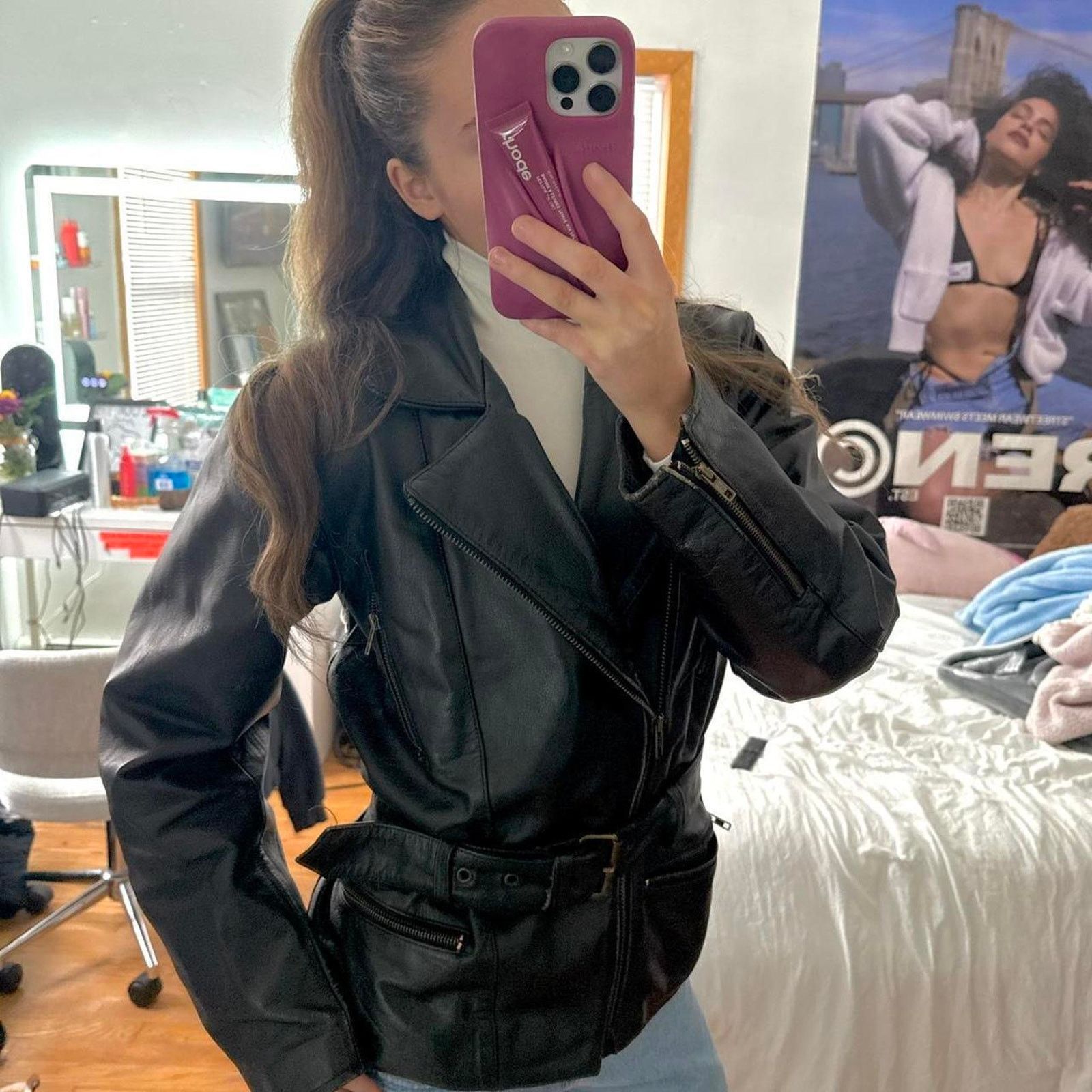 Vintage Vintage Black Leather Moto Size M / US 6-8 / IT 42-44 - 1 Thumbnail