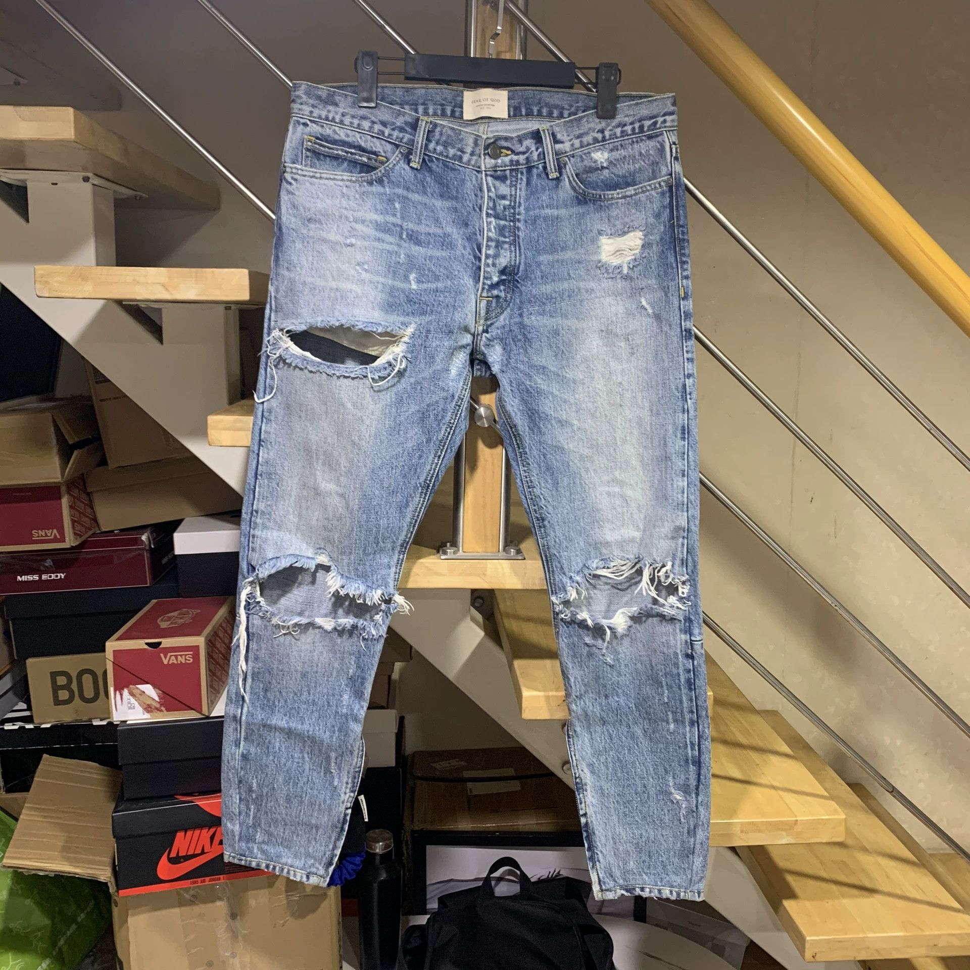 Fear of God Fear of God main line, Season 4, distressed blue jeans Size US 34 / EU 50 - 1 Thumbnail