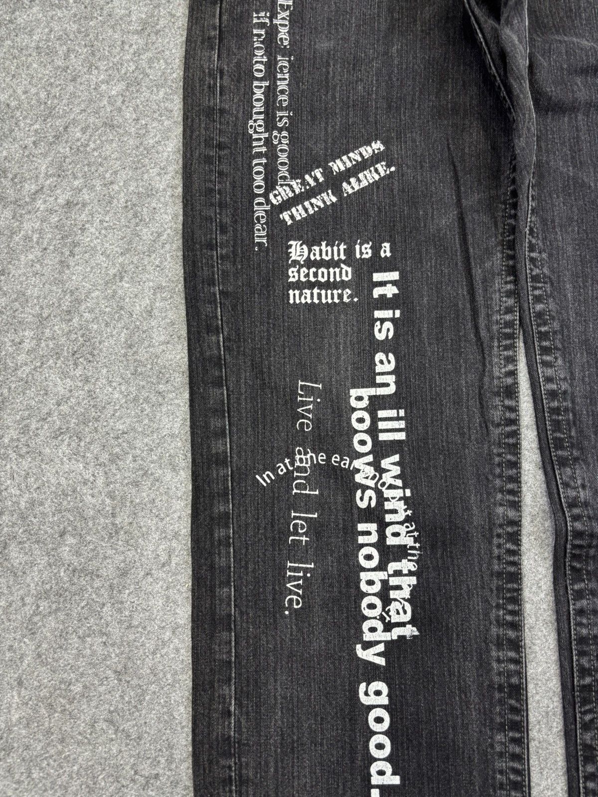 Japanese Brand Double Waist🔥Japanese Moto Skull Poem Junya Punk Denim F745 Size US 32 / EU 48 - 6 Thumbnail