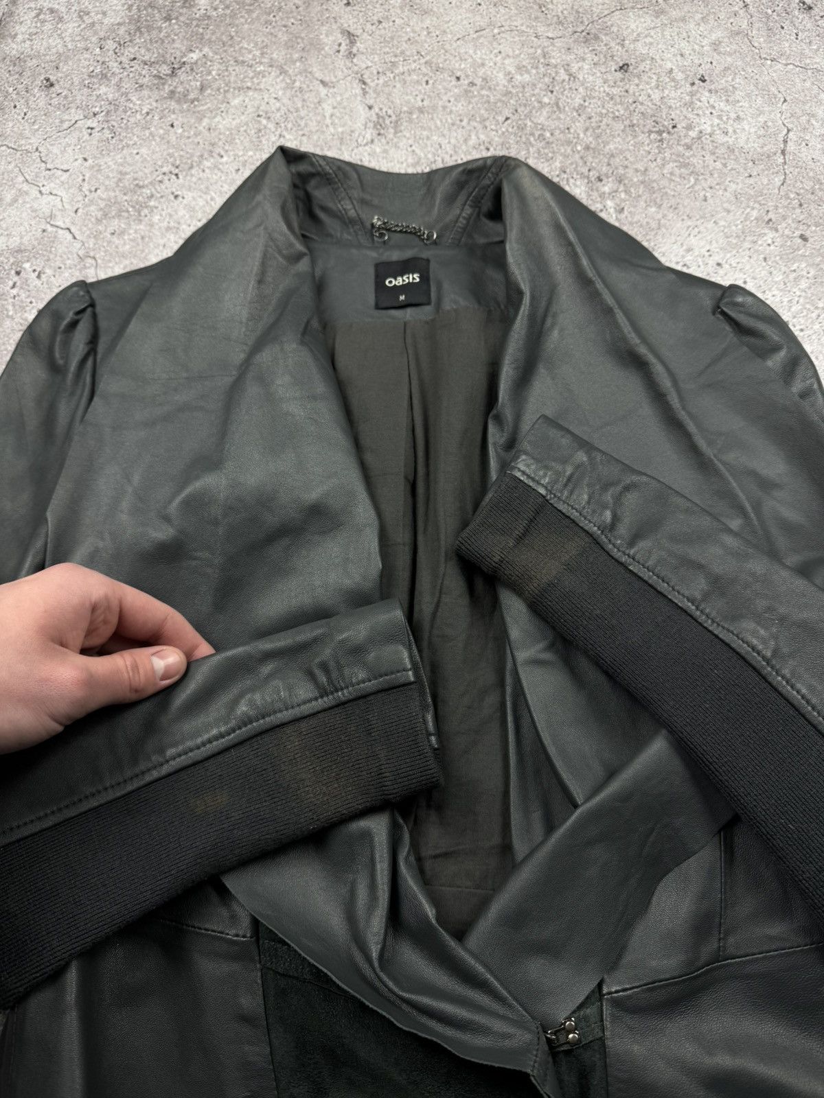 Japanese Brand 90’s Asymmetrical Rick Owen’s Style Leather Jacket Japanesse Size M / US 6-8 / IT 42-44 - 6 Thumbnail
