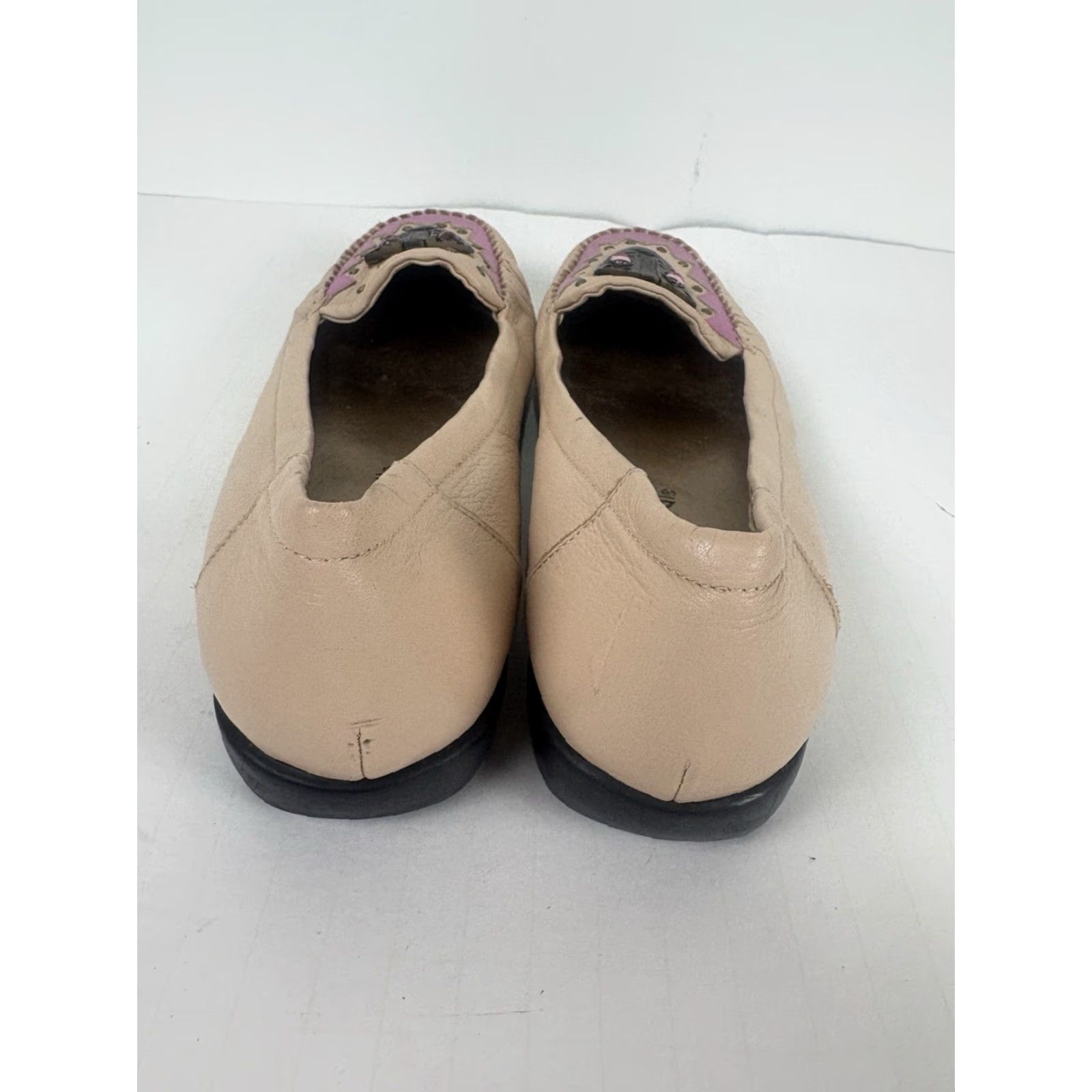 Vintage Bellini Women's Leather Flats Size 8.5M Peach Slip On Casual Dress Shoes Size US 9 / IT 39 - 4 Thumbnail