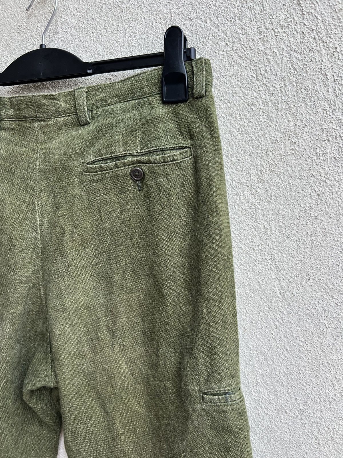 Designer 90s Arnys Paris Fade Olive Green 100% Linen Short Pant Size US 31 - 18 Thumbnail